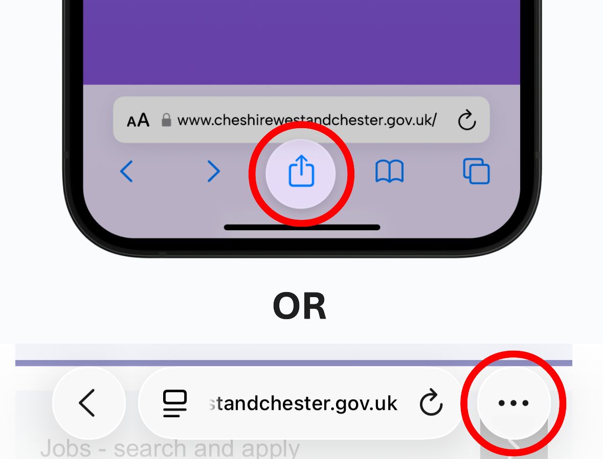 Different ways to share on the safari app