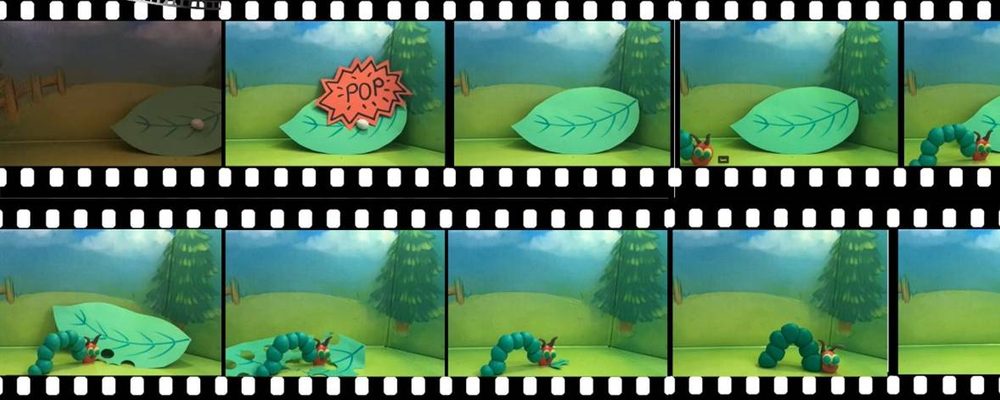stop motion - leaf and caterpillar