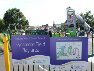 Sycamore Park entrance sign