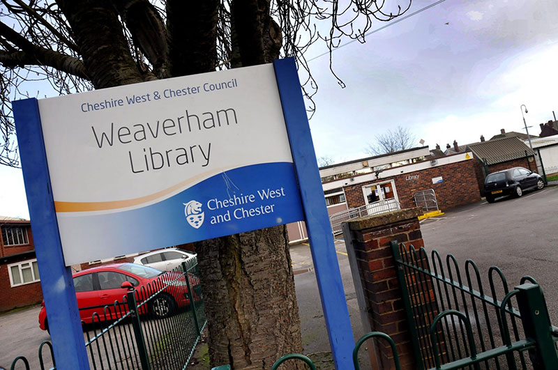 Sign for Weaverham library