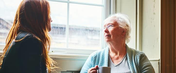 Resident visiting family member in care home