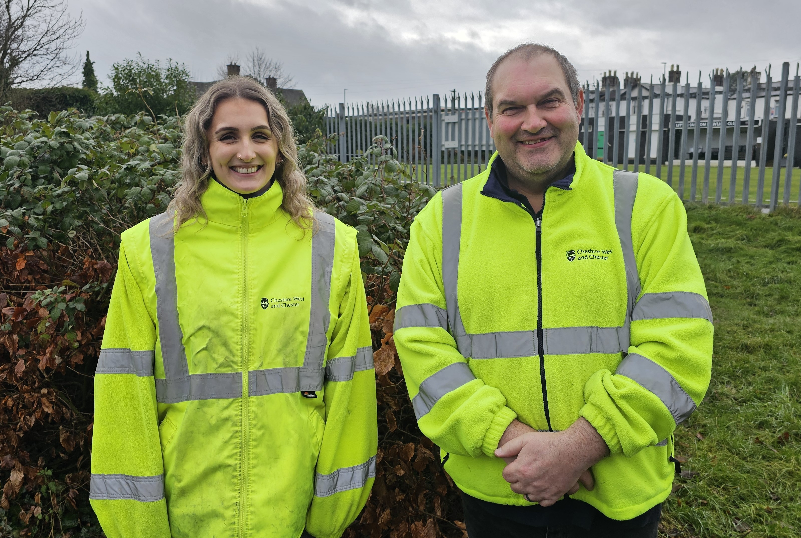Hannah and Simon both pictured in their Cheshire West and Chester uniform