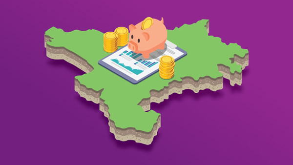 A map of west Cheshire with a piggy bank